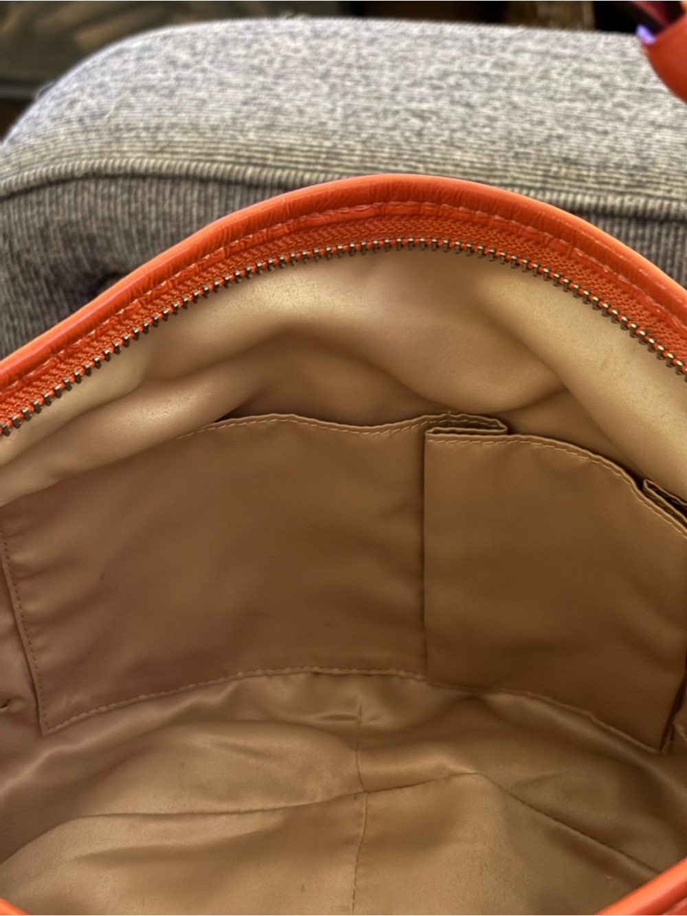 Coach K0868-12675 Signature Metallic Khaki Jacquard Orange Leather Shoulder Bag - Picture 9 of 16